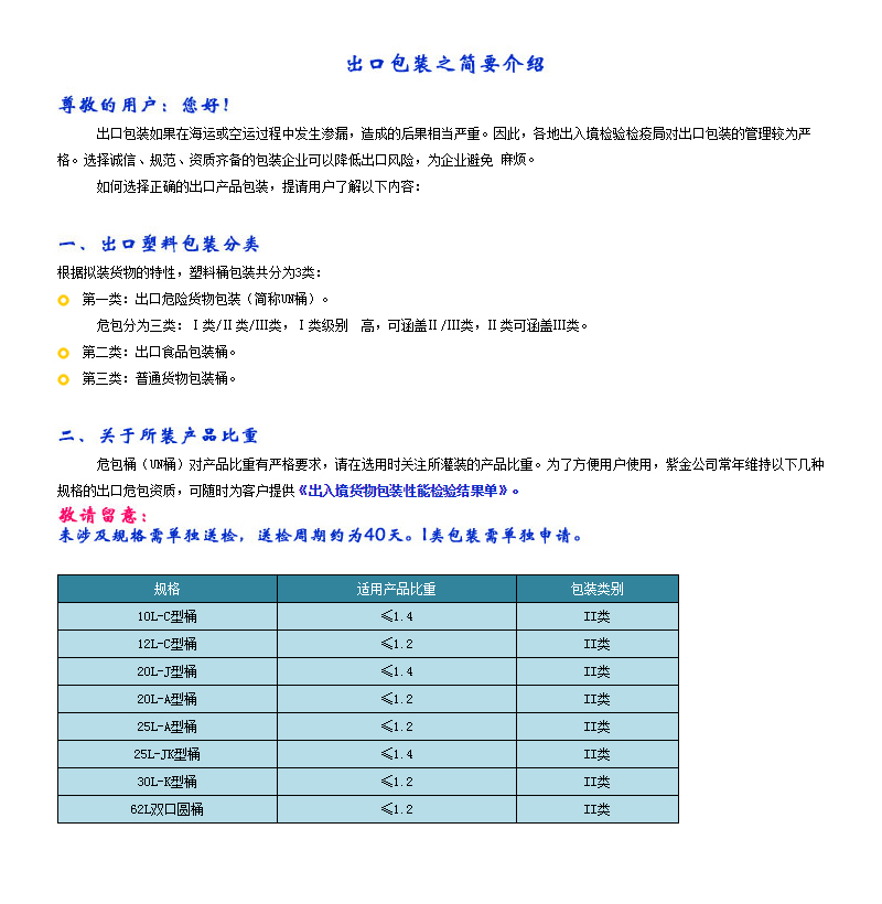 出口桶专项介绍